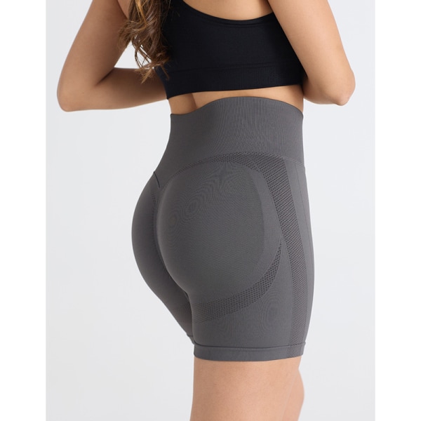 Snabbtorkande yogashorts för kvinnor med hög midja för löpning och träning - Snabbtorka sporttights -mörkgrå-M Dark Grey M