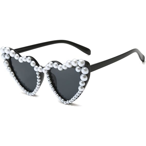 1 stk Hjerteformede perle-solbriller Cat Eye-solbriller Fest