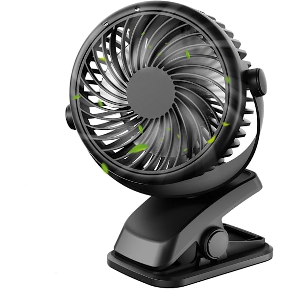 Cool Beach Ventilator, 12 timers langvarig køling | Bærbar ventilator | 3 vinddrevne dæk + 720° panoramalufttilførsel | 30dB lydsvag + Opladning