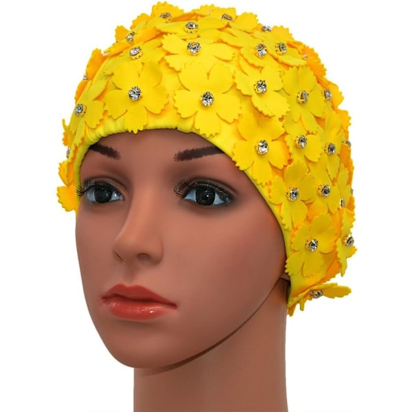 Håndlavet retro svømmehætte med rhinestone-blade til kvinder