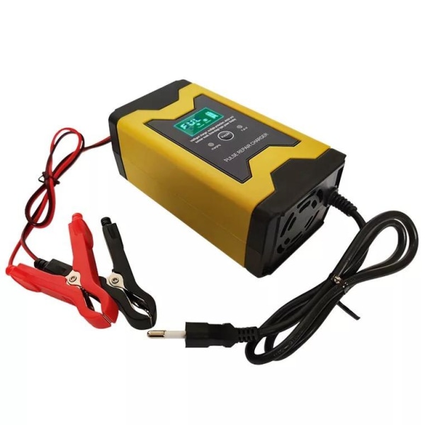 12 Volt automatisk bærbar billader for blybatteri Yellow 1pcs