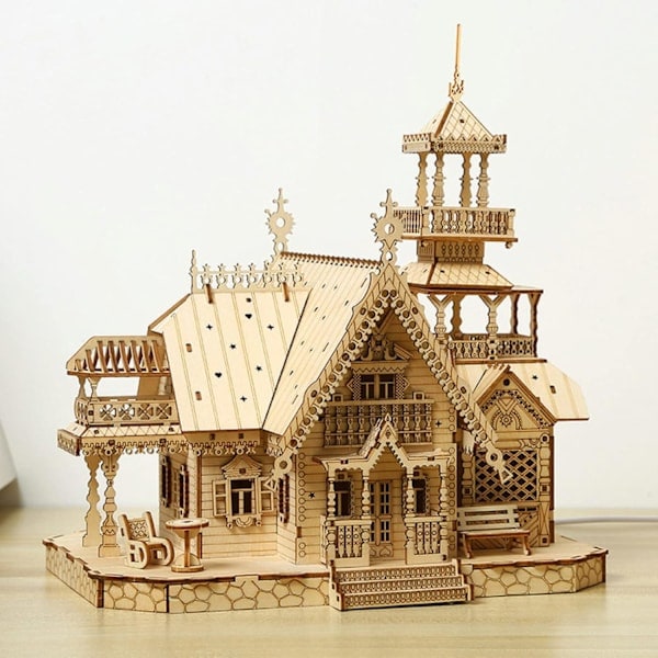 3D Träpussel Slottsset, Arkitekturmodellset, Mekaniskt Byggspel i Trä