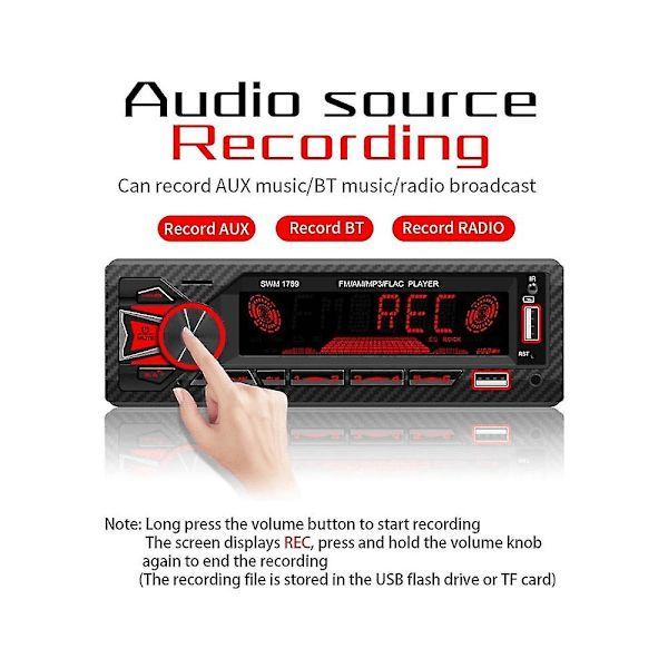 Autoradio 1din Srereo Bluetooth Mp3-soitin Fm-vastaanotin kaukosäätimellä Aux/usb/tf-kortti kojelaudassa