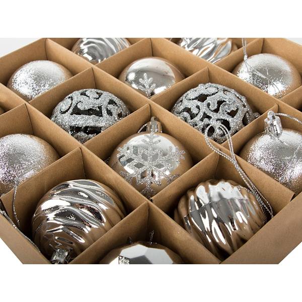 16-pack Julkulor - Silver - 6 cm