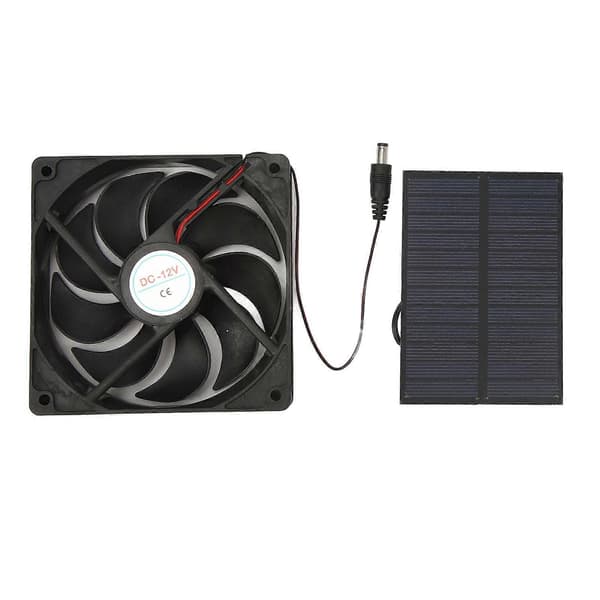 Udendørs solcelleventilatorsæt, 12V 3W bærbar udsugningsventilator, velegnet til camping, autocampere og drivhuse.