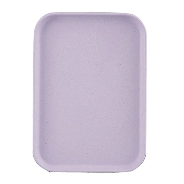 Serveringsbricka för kök Vetehalm Rektangulär Nordisk Stil Muffin Frukt Snacks Tebricka för Hemmakontor Restaurang Lila (Ca. 38x27cm)