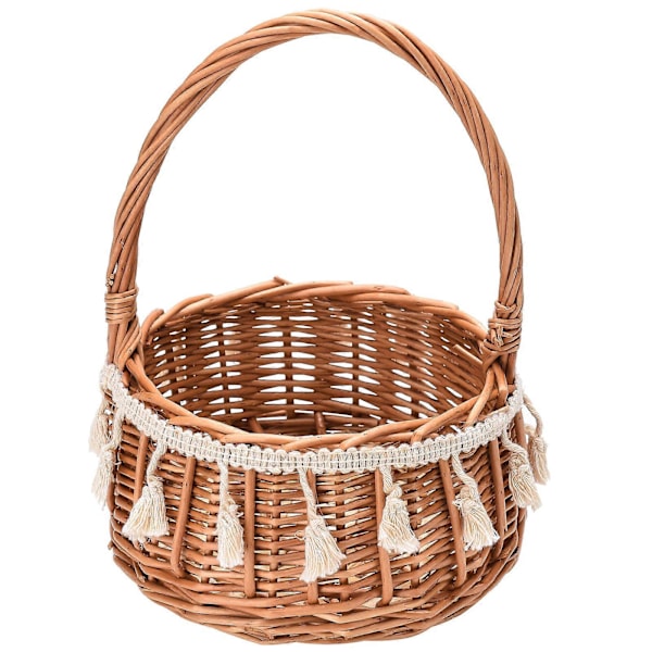 Håndlaget Vevd Rattan Blomsterpikekurv for Bryllup