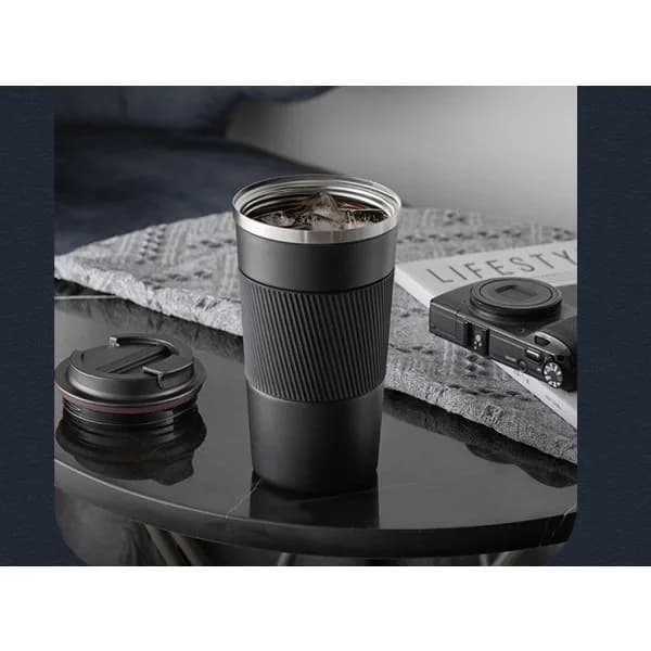Vakuumisoleret kaffeflaske, rustfrit stål, til varme og kolde drikke - Sort 380 ml