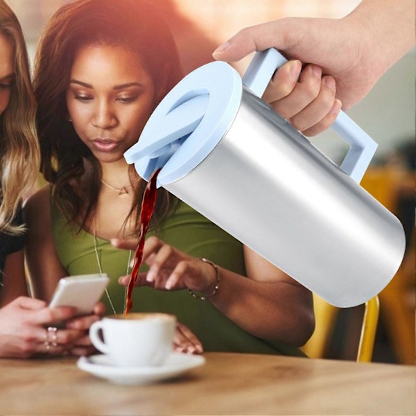 1800ml Multifunktionell Vattenmugg i Rostfritt Stål för Mjölk Juice Kaffe (Blå)