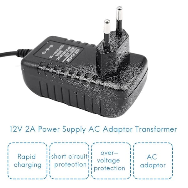 AC/DC 12V 2A 24W Strømadapter Transformator For 5050 3528 Lys EU-kontakt