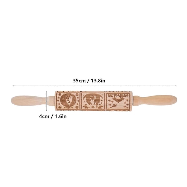35cm prege kjevle 9 mønster 3D-printet kjevle DIY deigrulle for kjøkkenbaking