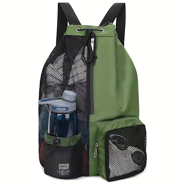 Simväska mesh dragsko ryggsäck med våtfack strandryggsäck gym hot ryggsäck green