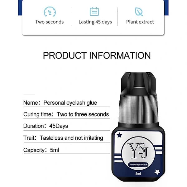 Semi-Permanent Stærk Eyelash Adhesive — Hurtigtørrende Eyelash Extension Lim [YJD] — Sort, 5ml