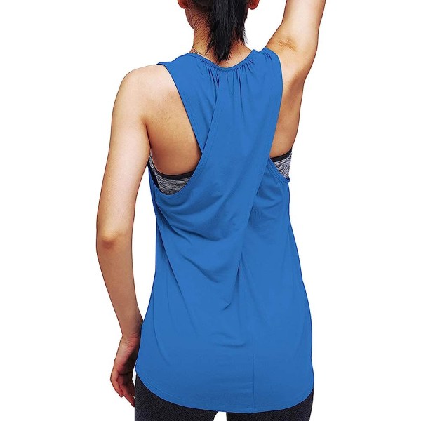 Racerback-linnen för kvinnor med inbyggd BH ärmlös Blue