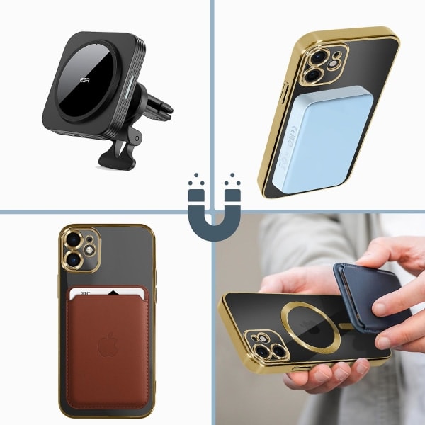 MagSafe-skal för iPhone 11 Silikonskydd för kamera Kromguld null none