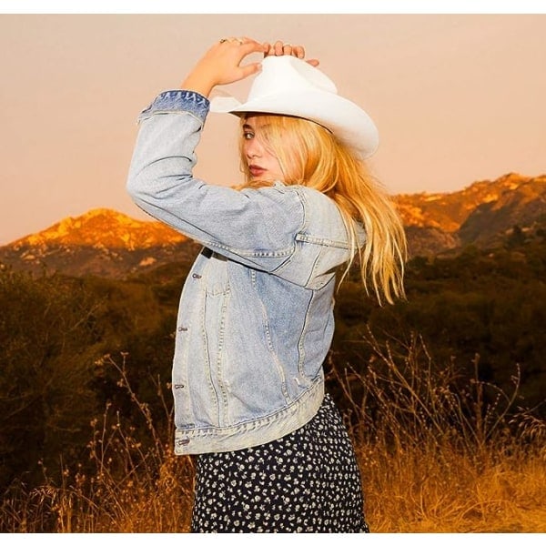 Cowboyhat Stetson-stil Sommer Western Ridning Bred Skygge Cap Blå