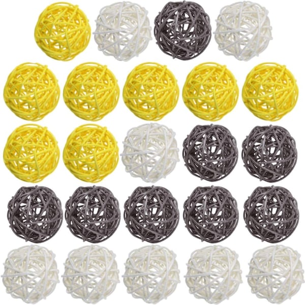 24 stk fargede takraw kuler 5 cm hver 8 (gul+hvit+grå Yellow+White+Gray 24pcs