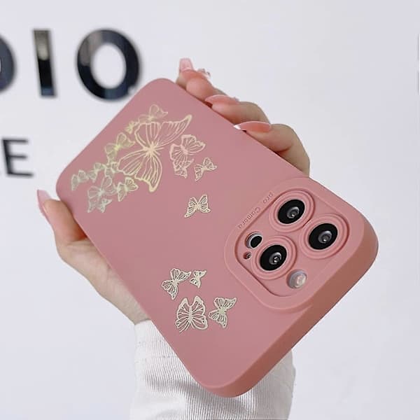 Compatible with iPhone 14 Pro Max Case, Butterfly 6.7in Pink