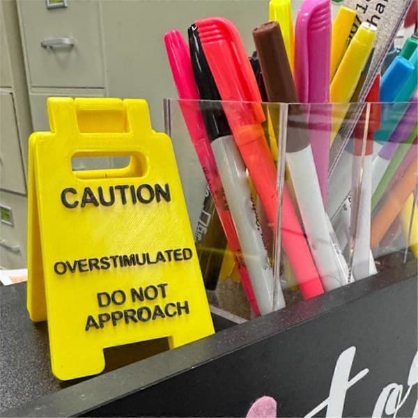 Warning Overstimulated Desk Sign, Do Not Touch Sign, (2-pack)