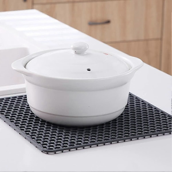 Värmebeständig Mjuk Silikon Standard Diskbänksmatta för Diskbänk (Grå), One Size