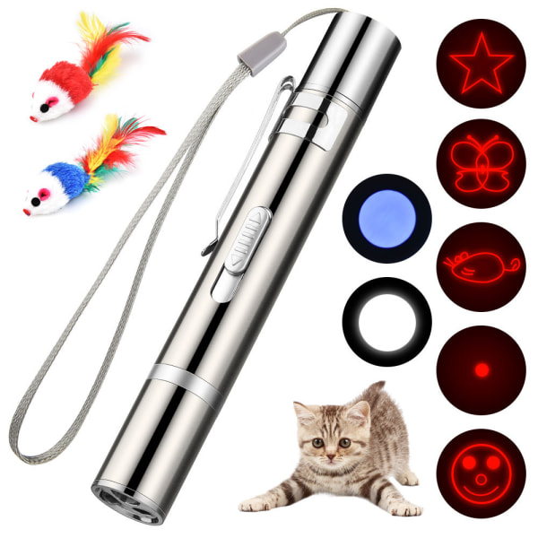 Multi-mönster laser cat teaser stick USB direktladdning
