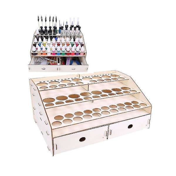 DIY Tre Organizer Maling Flasker Display Børsteholder Stativ Oppbevaringsmodell Verktøy 58 Flasker Pa