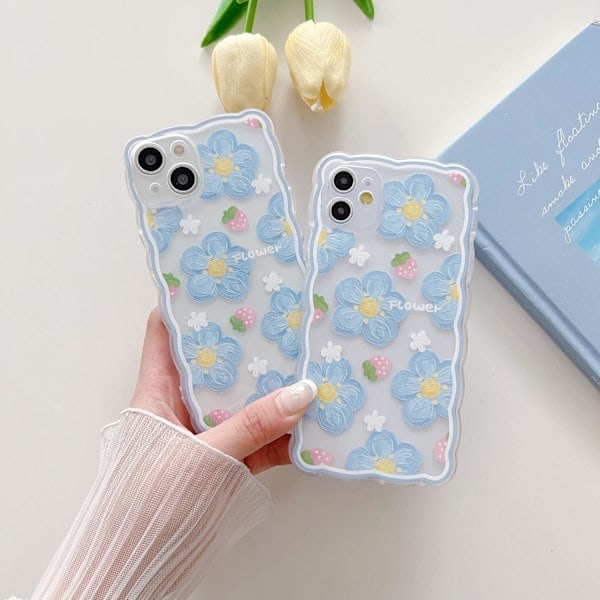 Compatible with iPhone 16 Pro Women's Case, Cute Floral Pattern Protective Case, Trendy Ultra-Thin Soft Silicone TPU Shockproof Protective Shell iPhone15promax