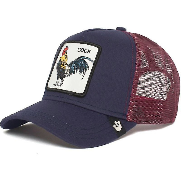 Cap Solskydd Mesh Broderad Trucker Hat Rooster navy blue