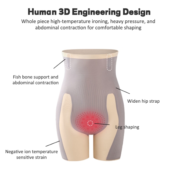 Kvinnor Sömlös høy midja kontroll byxor Fiber Restoration Body Shaper Skin Color L