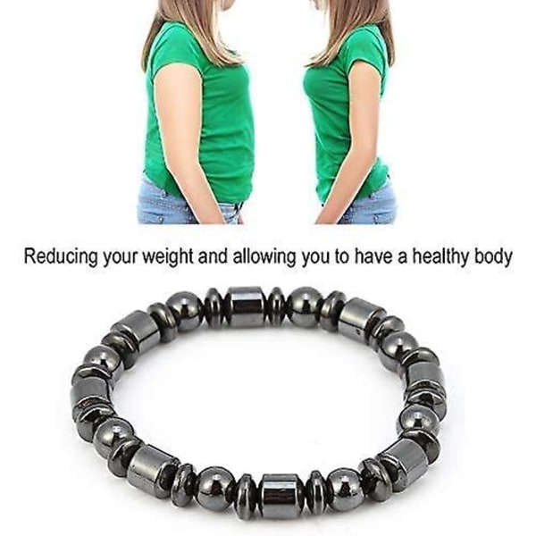 Magnetarmband för viktminskning 2 st Unisex Stilren bantning Svart stenarmband Hälsovårdsmagnet black