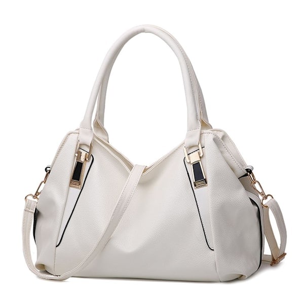 Dametaske Messenger Bag, Dame Stor Kapacitet Blødt Kunstlæder Top Håndtag Skuldertasker Crossbody Tasker Hvid