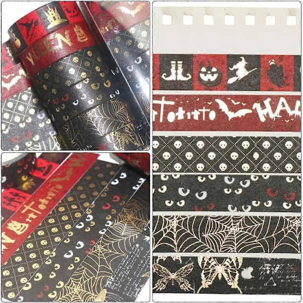 Halloween Scrapbook-tejper 6 st, Washi-tejp set för DIY-hantverk och inslagning