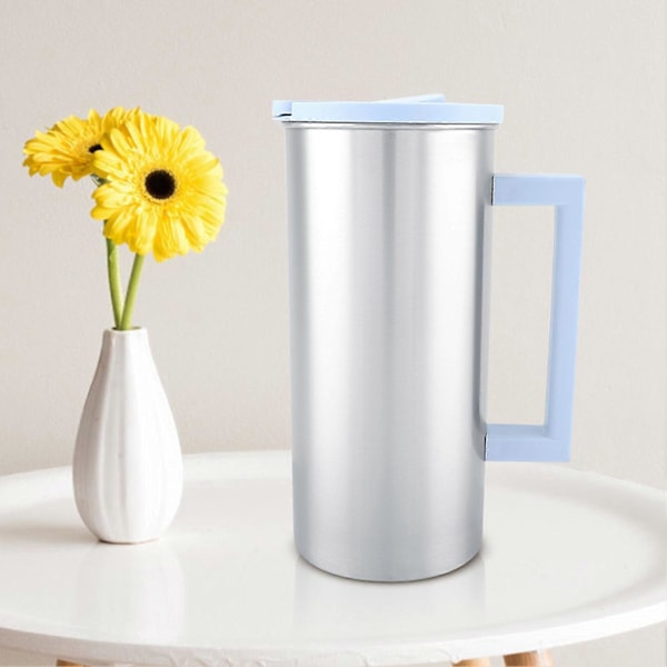 1800ml Multifunktionell Vattenmugg i Rostfritt Stål för Mjölk Juice Kaffe (Blå)