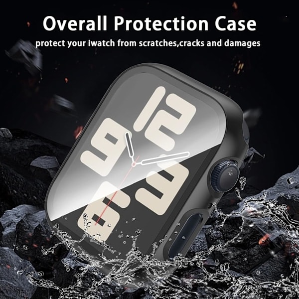 2 kpl Vedenpitävä Kotelo Apple Watch SE:lle (2. sukupolvi) Series 6 5 4 SE Näytönsuoja 44mm, Erittäin Ohut Karkaistu Lasi, Täysin Suojaava Kova PC-Kotelo