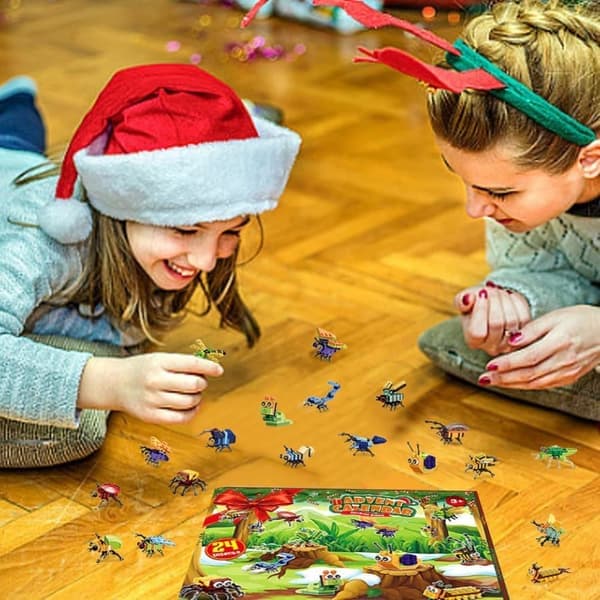 Fuleadture Julekalender 2023 Byggeklodser Dyr Børn Legetøj 24 Dage