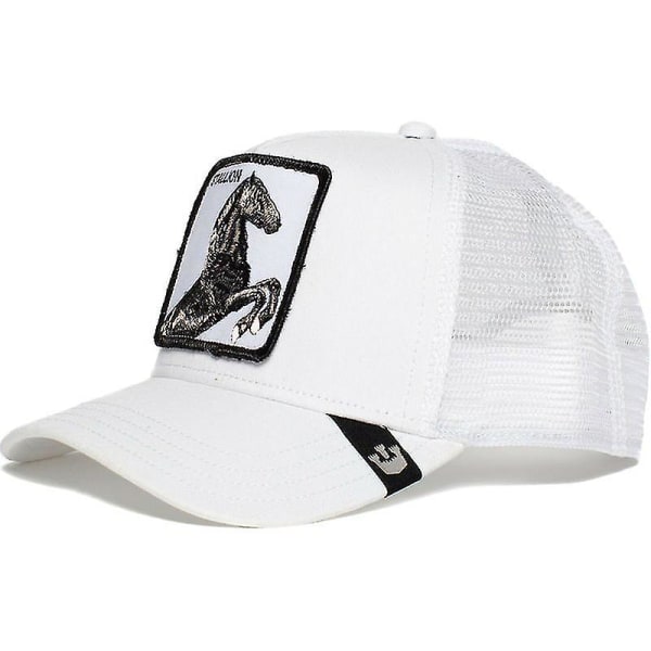 Utförsäljning Djur Baseball Cap Solskydd Mesh Broderad Trucker Hat Stallion white