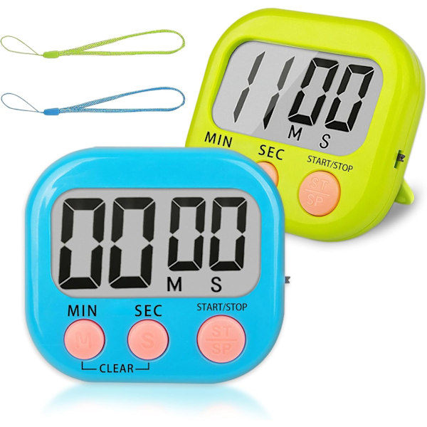 Klassrumstimer för barn och lärare, 2-pack digitala timers, blå+grön