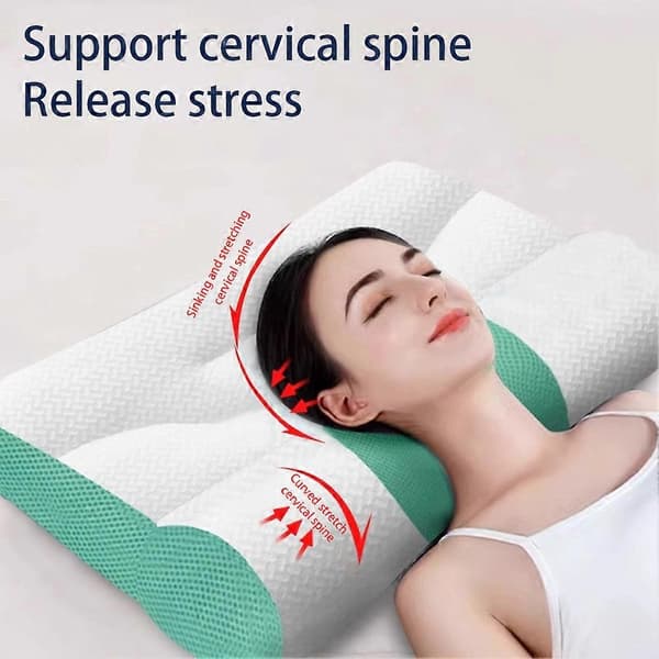 Sömnförbättrande Cervical Support Dun Kudde - Komfort och Nacksmärtlindring Memory Foam Kudde för Alla Sovpositioner Blue 60x40cm