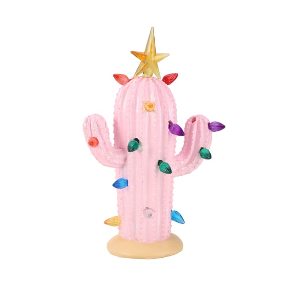 Harpiks håndverk kaktus ornamenter (rosa, med lys)