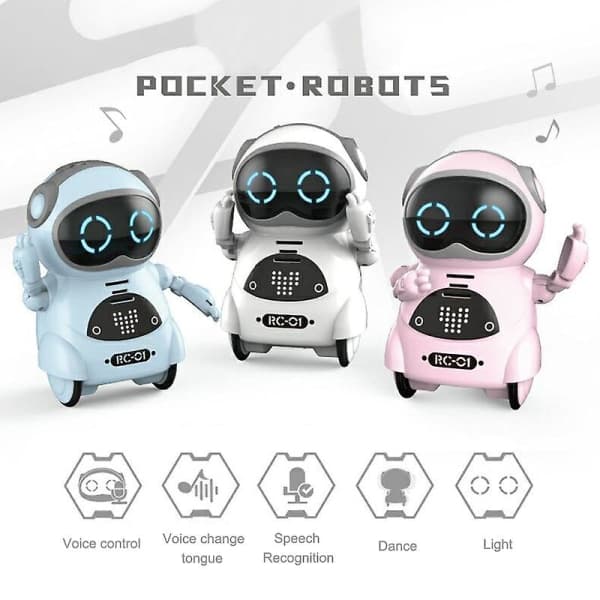 Fickrobot Mini Robot Leksaker Present Talande Interaktiv Dialog Röstigenkänning Spela in Sång Blå