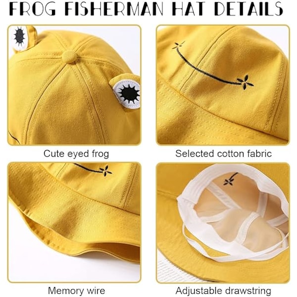 Groda bucket hats för män och kvinnor, söta bomulls bucket hats, groda bucket hats för vuxna