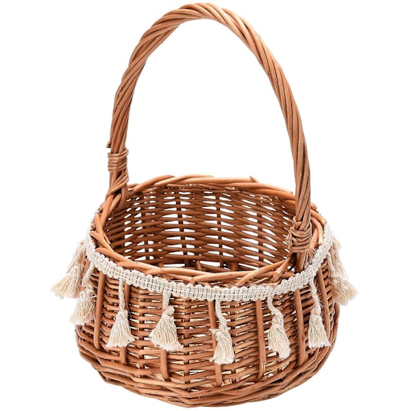 Håndlaget Vevd Rattan Blomsterpikekurv for Bryllup