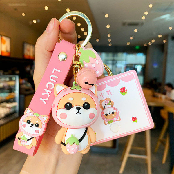 Sød Nøglering Julegave - Kawaii Nytårs Rygsæk Charm Tegneserie Shiba Inu Nøgleringe Bilnøglering til mænd kvinder - på lager