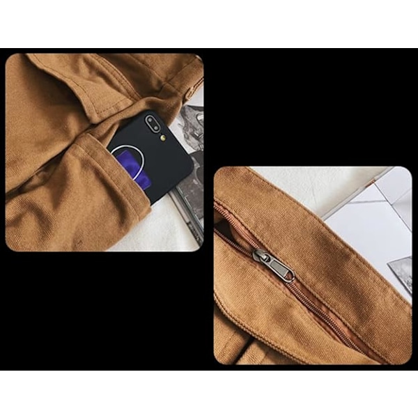 Canvas Crossbody-väska för dam, stor messenger-väska, axelväska för resor, flera fickor