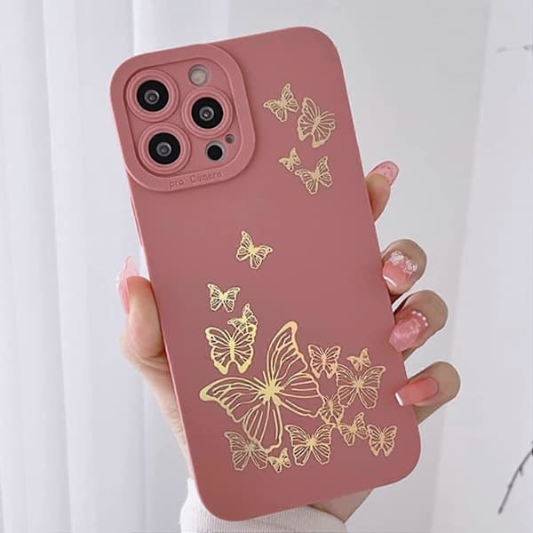 Compatible with iPhone 14 Pro Max Case, Butterfly 6.7in Pink