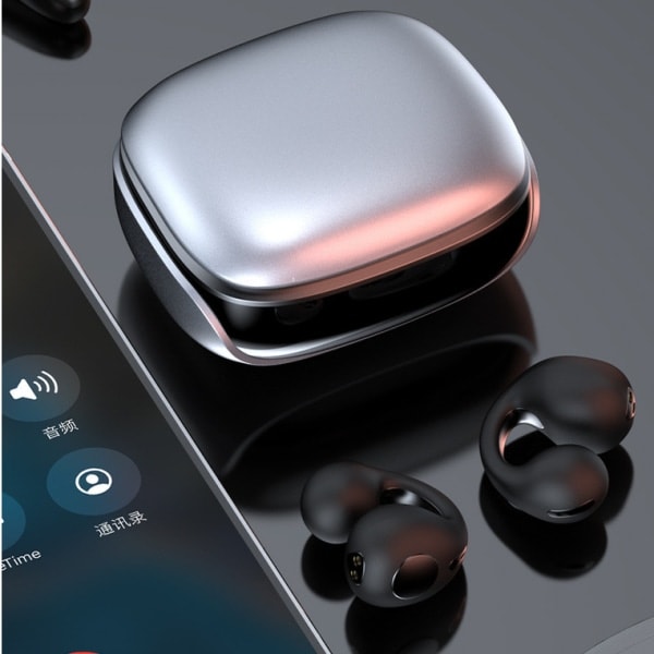 Clip On Open Ear -kuulokkeet Langattomat korvaklipsit Nappikuulokkeet Clip On -nappikuulokkeet Langattomat Ear Clip Bone Conduction -kuulokkeet Bluetooth Bone Conduction -korva... Grey
