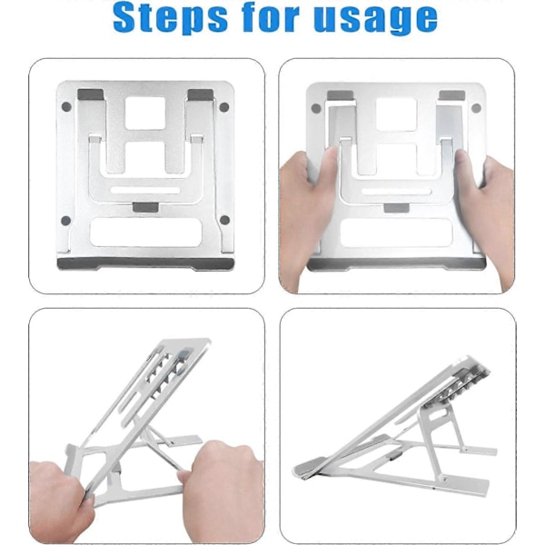 Desktop Metal Laptop Stand, Foldbar Bærbar Lille Computer Skrivebordsbakke Stand, Ergonomisk Skridsikker Laptop Stand