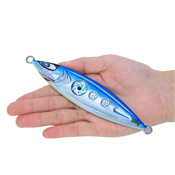 200g Jigging 3D Självlysande Konstgjord Fisk Lockbete Saltvatten Fiskeverktyg