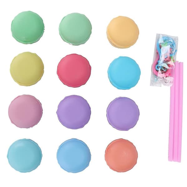 12 st Macaron Crystal Slime Diy Squishy Bubbles Anti-stress Barnleksak
