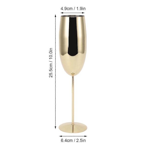 Vinbägare i metall rostfritt stål elegant hög hårdhet allmänt använd metallvinglas för fest bröllop bankett, guld - 260 ml